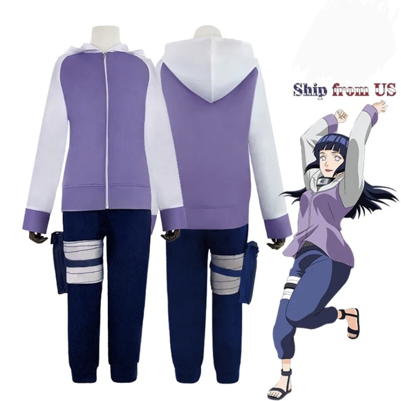 Anime Naruto Shippuden Hinata Hyuga Costume Complete Outfit Cosplay Party Set - Picture 2 of 9